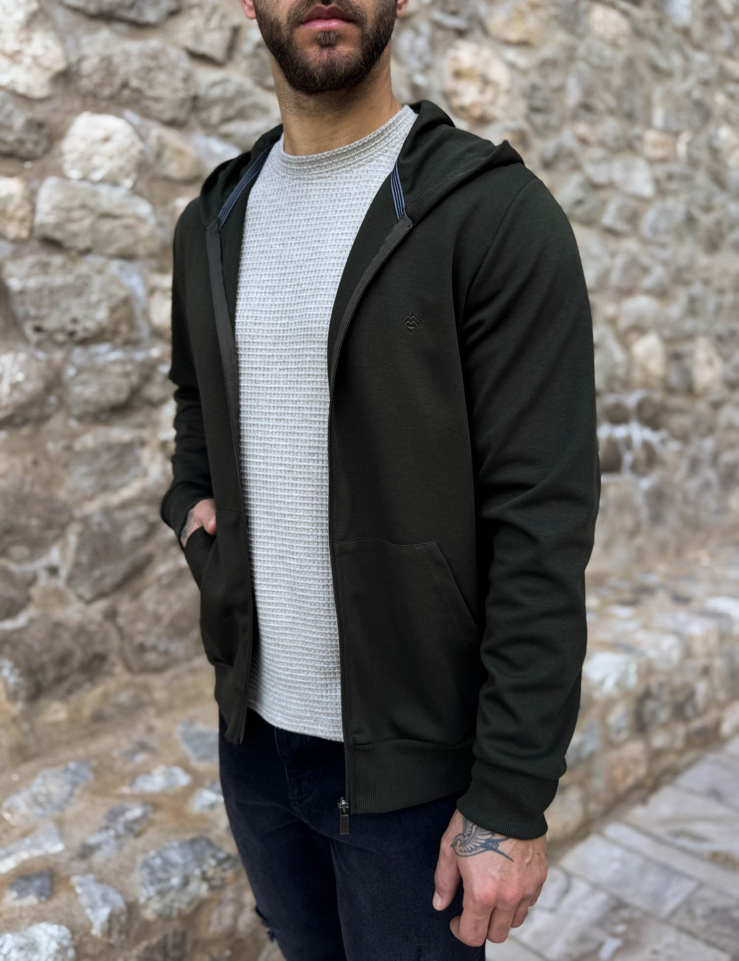 Origin ανδρική χακί ζακέτα με κουκούλα 261077X φωτογραφία